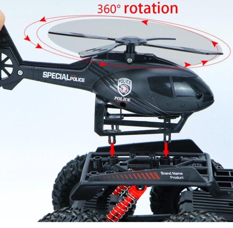 Voiture télécommandée avec hélicoptère intégré